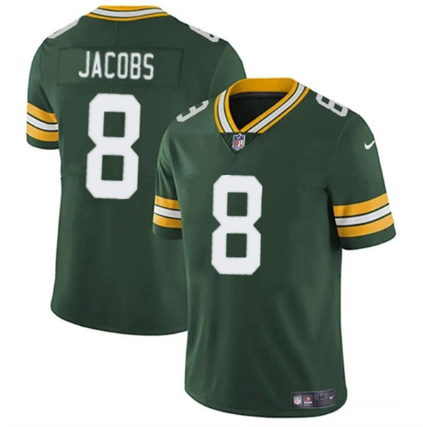 Youth Green Bay Packers #8 Josh Jacobs Green Vapor Limited Football Stitched Jersey